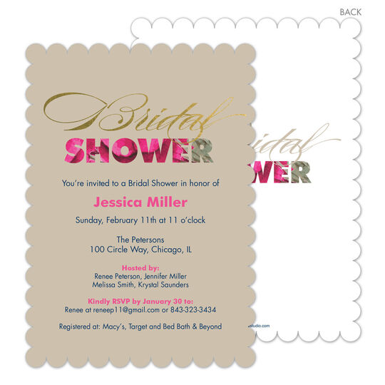 Tan Floral Bridal Shower Invitations